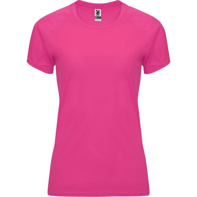 Fluorescent Pink - Front - Roly Womens-Ladies Bahrain Short-Sleeved Sports T-Shirt