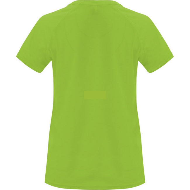 Lime - Back - Roly Womens-Ladies Bahrain Short-Sleeved Sports T-Shirt