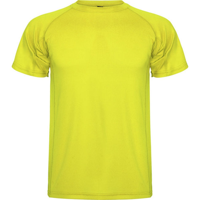 Fluorescent Yellow - Front - Roly Mens Montecarlo Short-Sleeved Sports T-Shirt