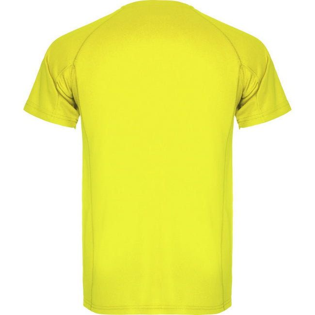 Fluorescent Yellow - Back - Roly Mens Montecarlo Short-Sleeved Sports T-Shirt