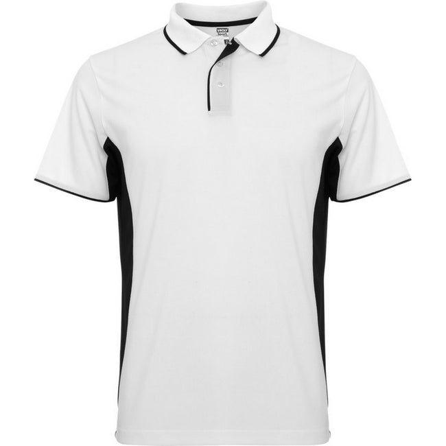 White-Solid Black - Front - Roly Unisex Adult Montmelo Short-Sleeved Sports Polo Shirt