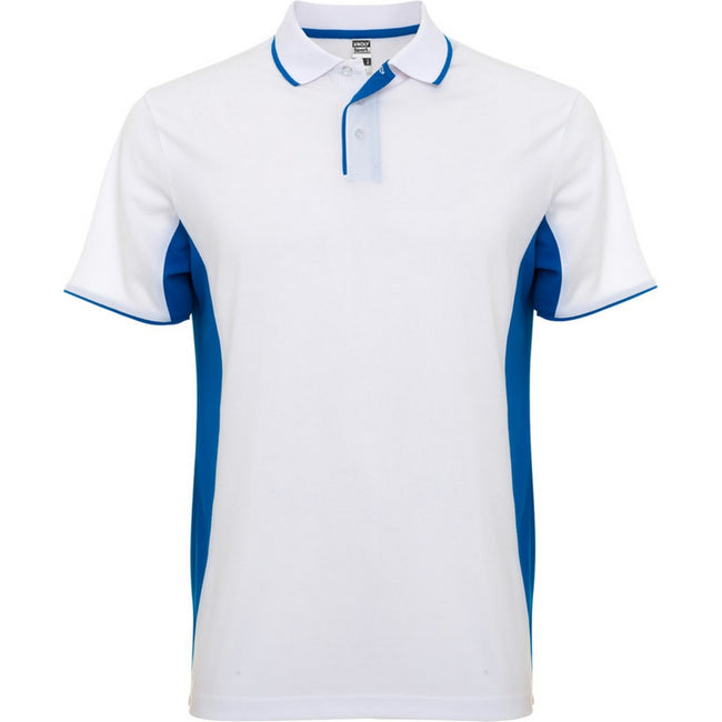 White-Royal Blue - Front - Roly Unisex Adult Montmelo Short-Sleeved Sports Polo Shirt