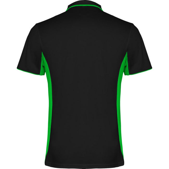 Solid Black-Lime - Back - Roly Unisex Adult Montmelo Short-Sleeved Sports Polo Shirt