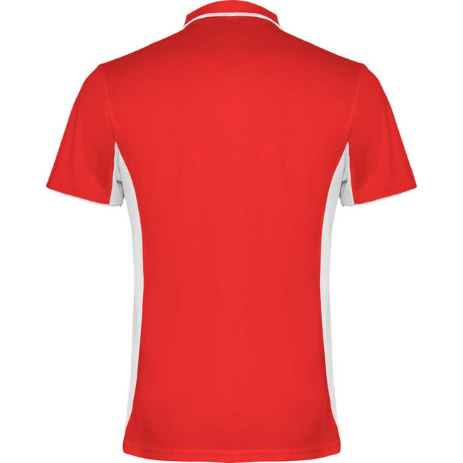 Red-White - Back - Roly Unisex Adult Montmelo Short-Sleeved Sports Polo Shirt