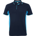 Navy Blue-Sky Blue - Front - Roly Unisex Adult Montmelo Short-Sleeved Sports Polo Shirt