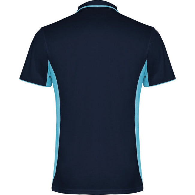 Navy Blue-Sky Blue - Back - Roly Unisex Adult Montmelo Short-Sleeved Sports Polo Shirt