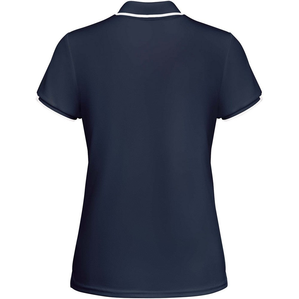 Navy Blue-White - Back - Roly Womens-Ladies Tamil Short-Sleeved Sports Polo Shirt