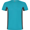 Turquoise-Dark Lead - Front - Roly Mens Shanghai Short-Sleeved Sports T-Shirt