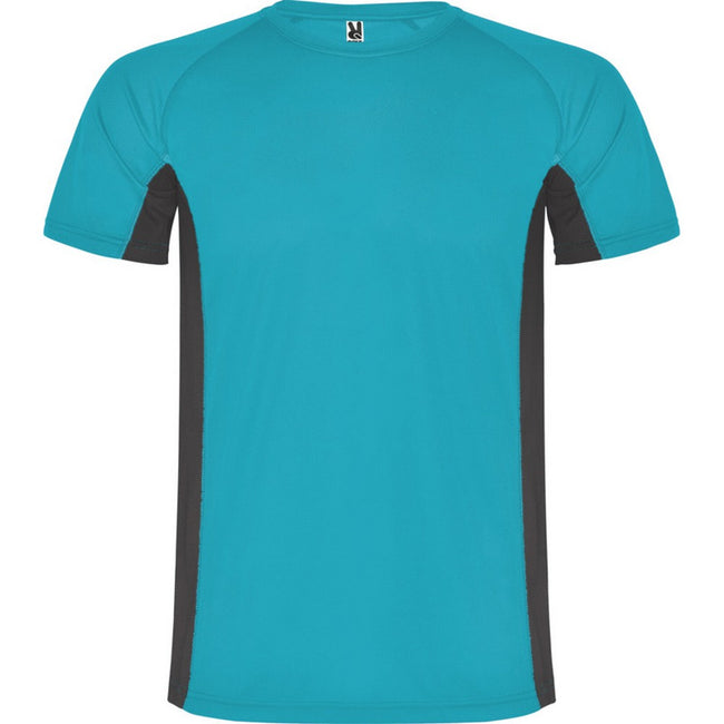 Turquoise-Dark Lead - Front - Roly Mens Shanghai Short-Sleeved Sports T-Shirt
