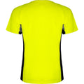Fluorescent Yellow-Solid Black - Back - Roly Mens Shanghai Short-Sleeved Sports T-Shirt