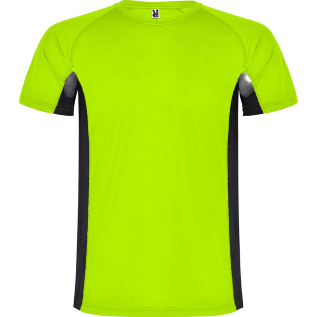 Fluorescent Green-Dark Lead - Front - Roly Mens Shanghai Short-Sleeved Sports T-Shirt