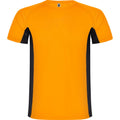 Fluorescent Orange-Solid Black - Front - Roly Mens Shanghai Short-Sleeved Sports T-Shirt