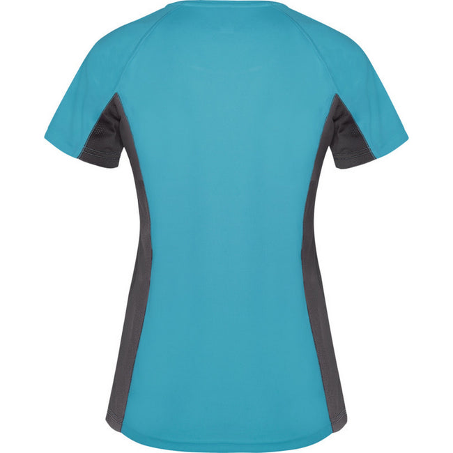 Turquoise-Dark Lead - Back - Roly Womens-Ladies Shanghai Short-Sleeved Sports T-Shirt