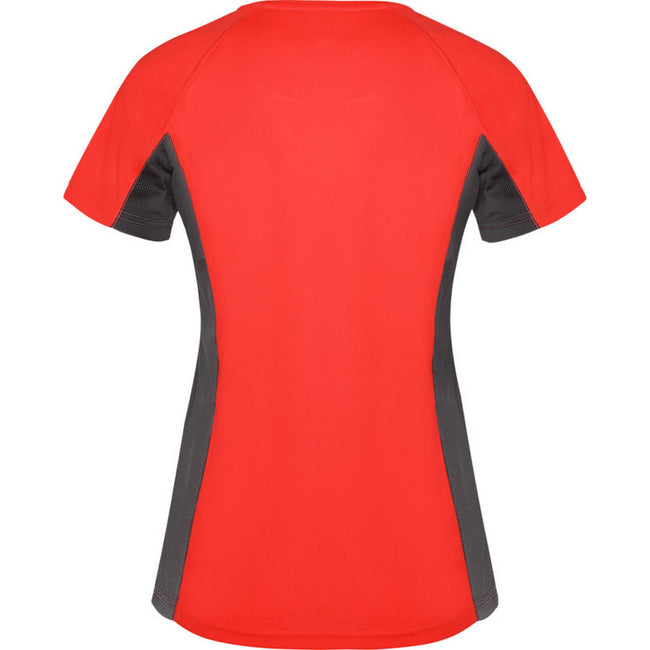 Red-Dark Lead - Back - Roly Womens-Ladies Shanghai Short-Sleeved Sports T-Shirt