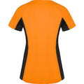 Fluro Orange-Solid Black - Back - Roly Womens-Ladies Shanghai Short-Sleeved Sports T-Shirt