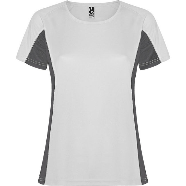 White-Dark Lead - Front - Roly Womens-Ladies Shanghai Short-Sleeved Sports T-Shirt