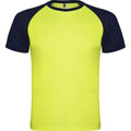 Fluro Yellow-Navy Blue - Front - Roly Unisex Adult Indianapolis Short-Sleeved Sports T-Shirt