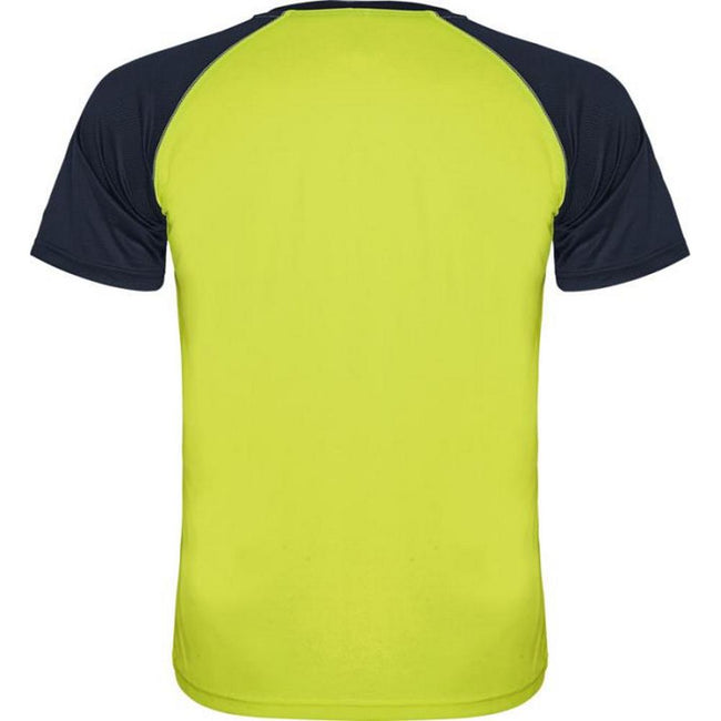 Fluro Yellow-Navy Blue - Back - Roly Unisex Adult Indianapolis Short-Sleeved Sports T-Shirt