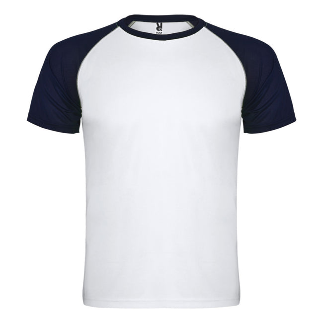 White-Navy Blue - Front - Roly Unisex Adult Indianapolis Short-Sleeved Sports T-Shirt
