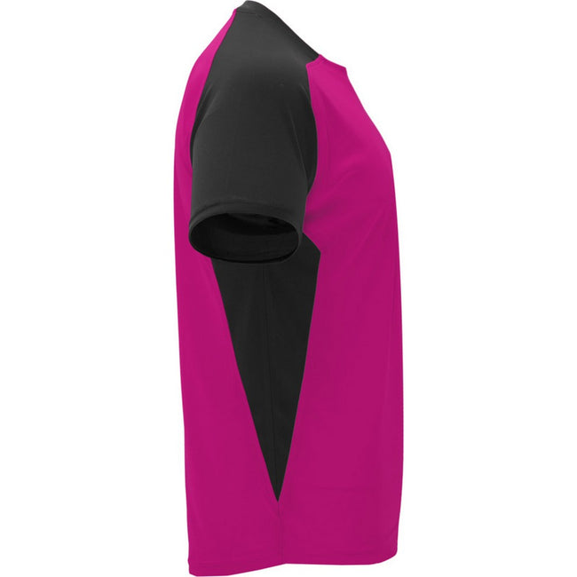 Fuchsia-Solid black - Side - Roly Childrens-Kids Bugatti Short-Sleeved Sports T-Shirt