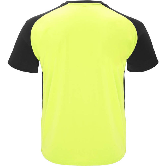 Fluorescent Yellow-Solid Black - Back - Roly Childrens-Kids Bugatti Short-Sleeved Sports T-Shirt