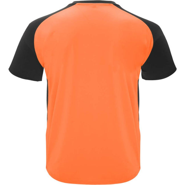 Fluorescent Orange-Solid Black - Back - Roly Childrens-Kids Bugatti Short-Sleeved Sports T-Shirt