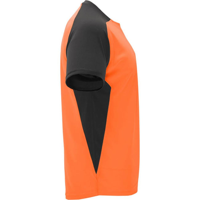 Fluorescent Orange-Solid Black - Lifestyle - Roly Childrens-Kids Bugatti Short-Sleeved Sports T-Shirt