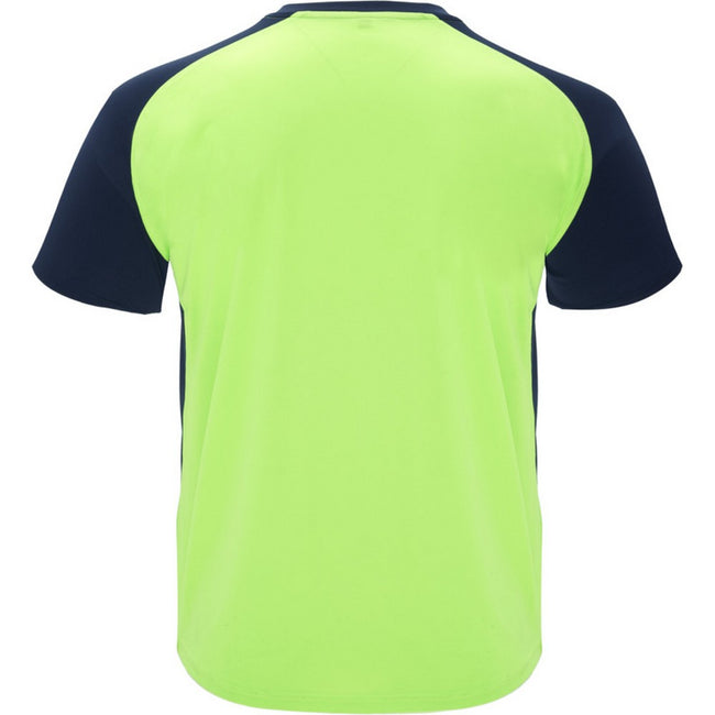 Fluro Green-Navy - Back - Roly Childrens-Kids Bugatti Short-Sleeved Sports T-Shirt