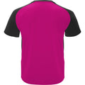 Fuchsia-Solid black - Back - Roly Childrens-Kids Bugatti Short-Sleeved Sports T-Shirt