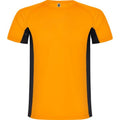 Fluro Orange-Solid Black - Front - Roly Childrens-Kids Shanghai Short-Sleeved Sports T-Shirt