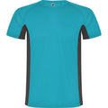 Turquoise-Dark Lead - Front - Roly Childrens-Kids Shanghai Short-Sleeved Sports T-Shirt