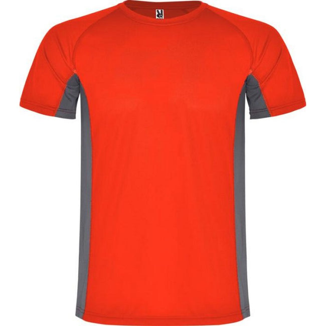 Red-Dark Lead - Front - Roly Childrens-Kids Shanghai Short-Sleeved Sports T-Shirt