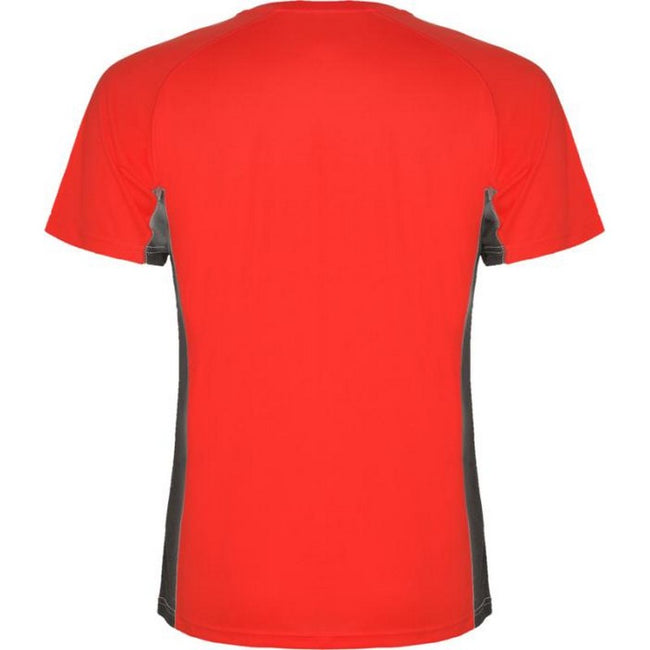 Red-Dark Lead - Back - Roly Childrens-Kids Shanghai Short-Sleeved Sports T-Shirt