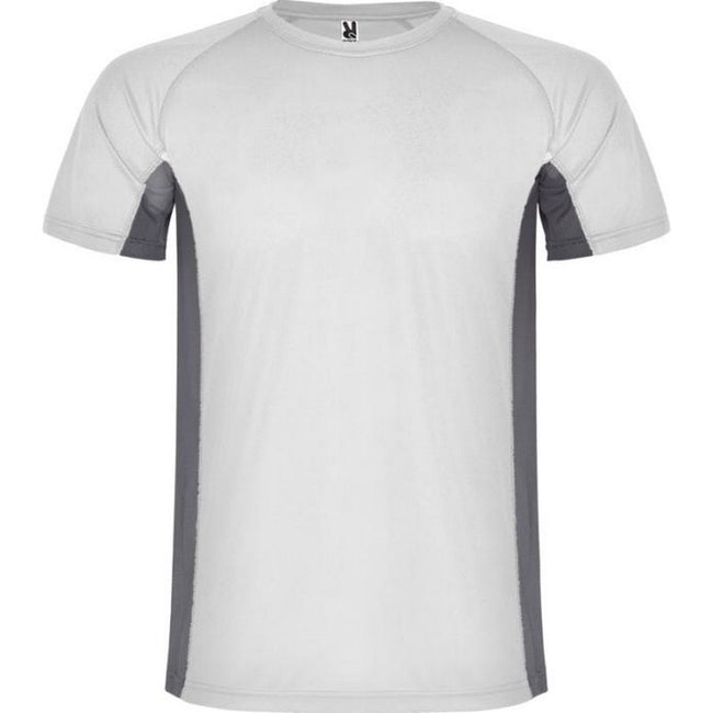 White-Dark Lead - Front - Roly Childrens-Kids Shanghai Short-Sleeved Sports T-Shirt