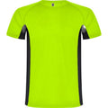 Fluro Green-Solid Black - Front - Roly Childrens-Kids Shanghai Short-Sleeved Sports T-Shirt