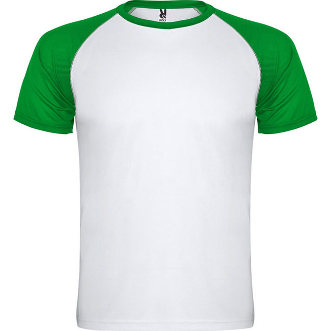 White-Fern Green - Front - Roly Childrens-Kids Indianapolis Short-Sleeved Sports T-Shirt