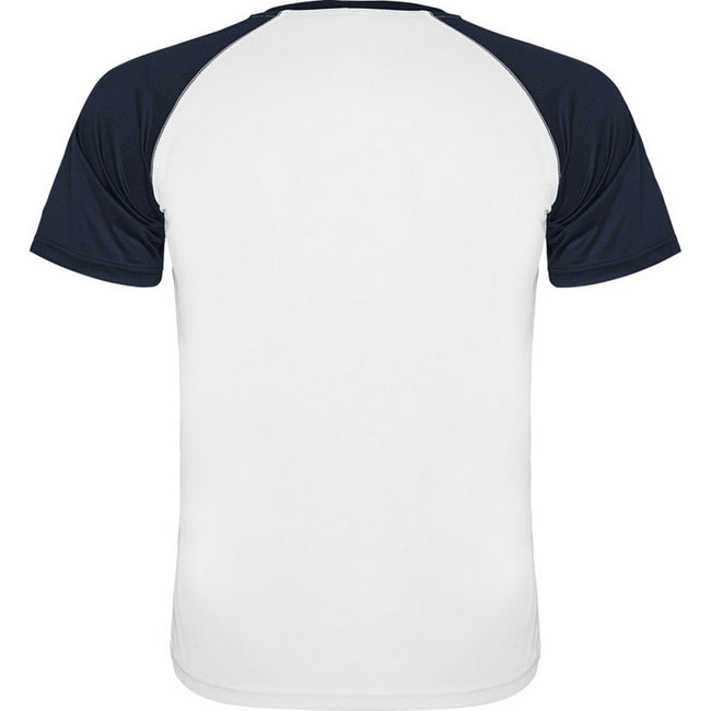 White-Navy Blue - Back - Roly Childrens-Kids Indianapolis Short-Sleeved Sports T-Shirt