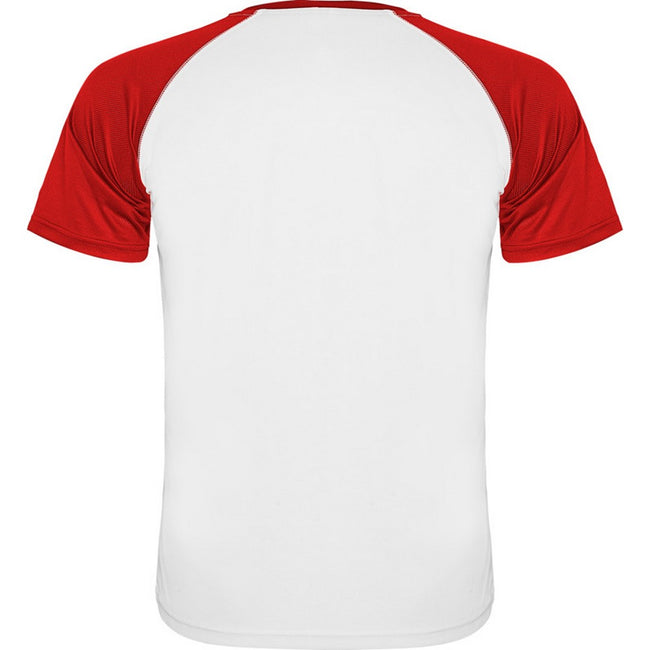 White-Red - Back - Roly Childrens-Kids Indianapolis Short-Sleeved Sports T-Shirt