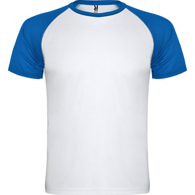 White-Royal Blue - Front - Roly Childrens-Kids Indianapolis Short-Sleeved Sports T-Shirt