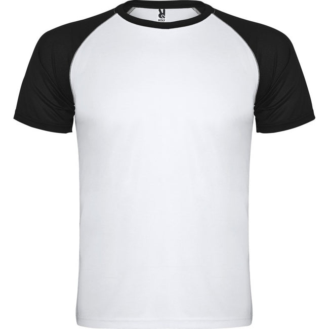 White-Solid Black - Front - Roly Childrens-Kids Indianapolis Short-Sleeved Sports T-Shirt
