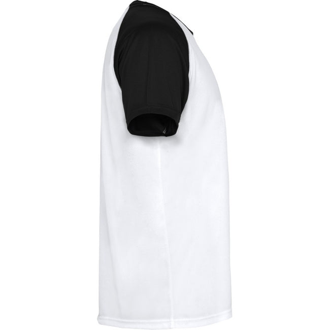 White-Solid Black - Lifestyle - Roly Childrens-Kids Indianapolis Short-Sleeved Sports T-Shirt