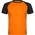 Fluro Orange-Solid Black - Front - Roly Childrens-Kids Indianapolis Short-Sleeved Sports T-Shirt