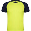 Fluro Yellow-Navy Blue - Front - Roly Childrens-Kids Indianapolis Short-Sleeved Sports T-Shirt