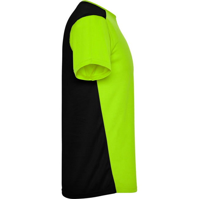 Lime-Solid Black - Side - Roly Childrens-Kids Detroit Sports T-Shirt