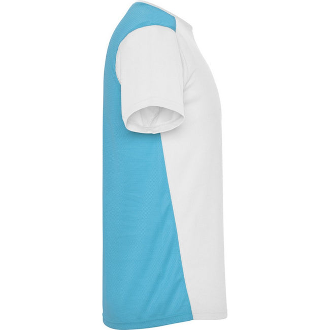 White-Turquoise - Side - Roly Childrens-Kids Detroit Sports T-Shirt
