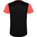 Fluorescent Coral-Solid Black - Back - Roly Unisex Adult Detroit Short-Sleeved Sports T-Shirt