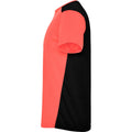 Fluorescent Coral-Solid Black - Lifestyle - Roly Unisex Adult Detroit Short-Sleeved Sports T-Shirt