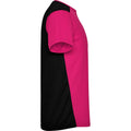 Fuchsia-Solid Black - Side - Roly Unisex Adult Detroit Short-Sleeved Sports T-Shirt