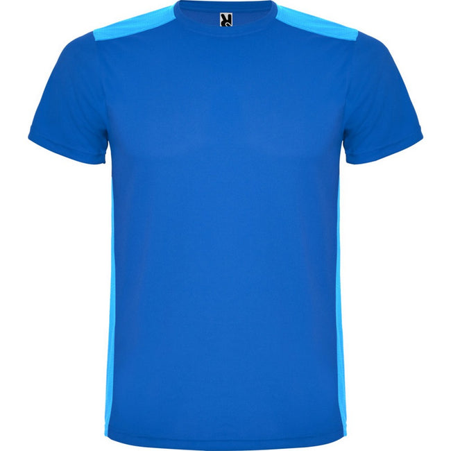 Royal Blue-Light Blue - Front - Roly Unisex Adult Detroit Short-Sleeved Sports T-Shirt
