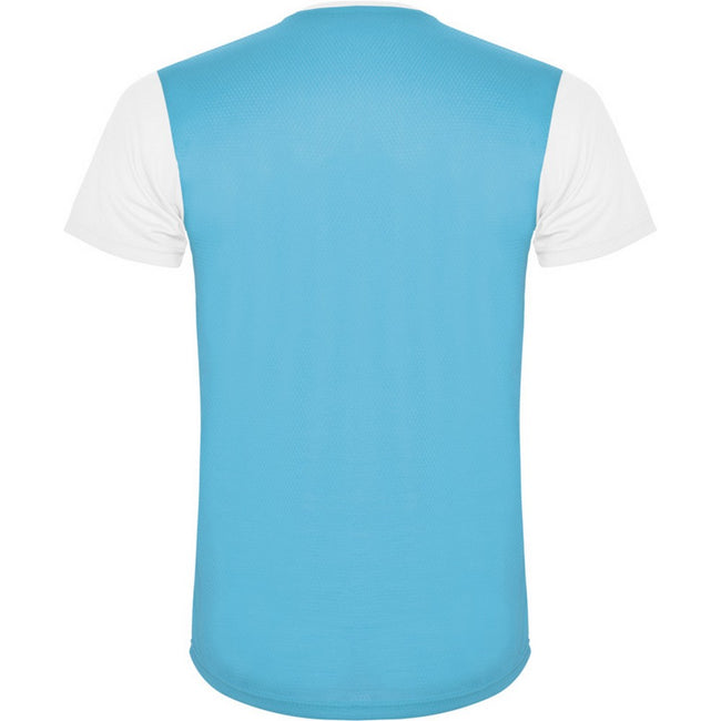 White-Turquiose - Back - Roly Unisex Adult Detroit Short-Sleeved Sports T-Shirt